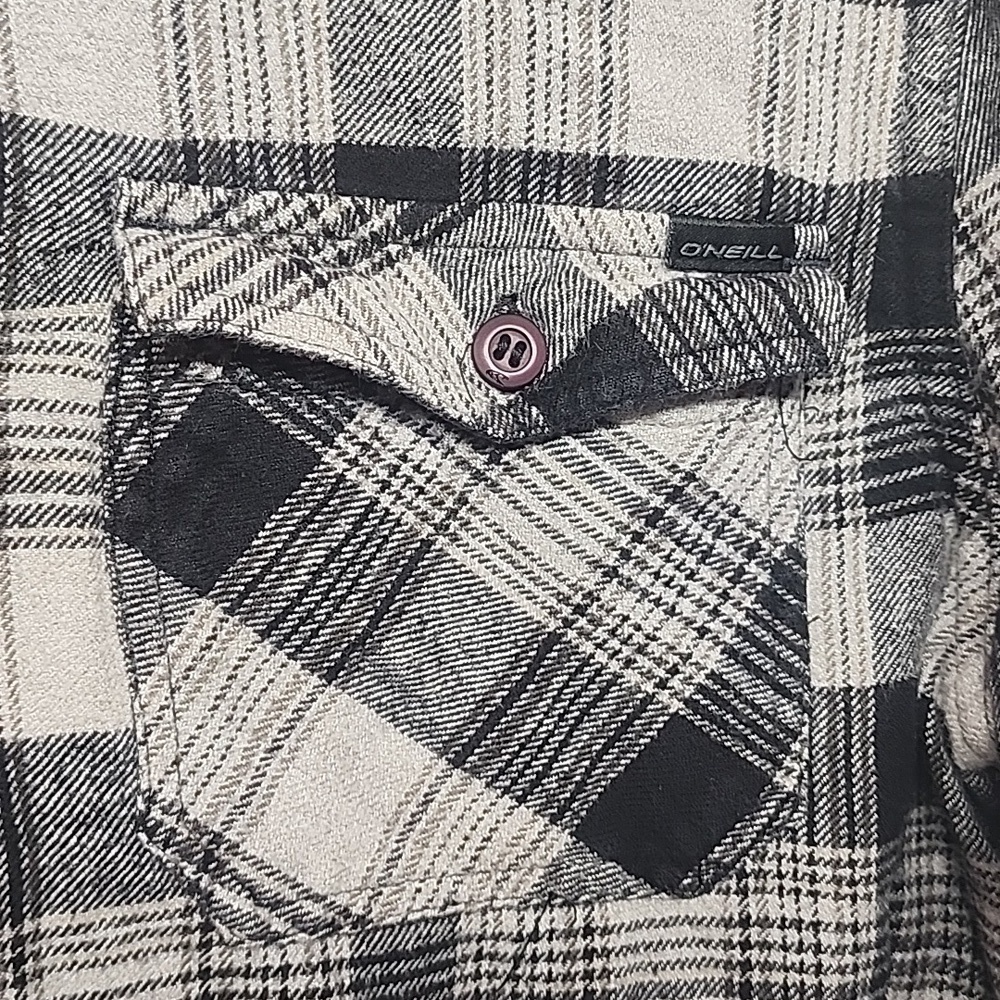 O'NEILL Large classic fit 100% cotton black/gray button down long sleeve shirt - Picture 2 of 10
